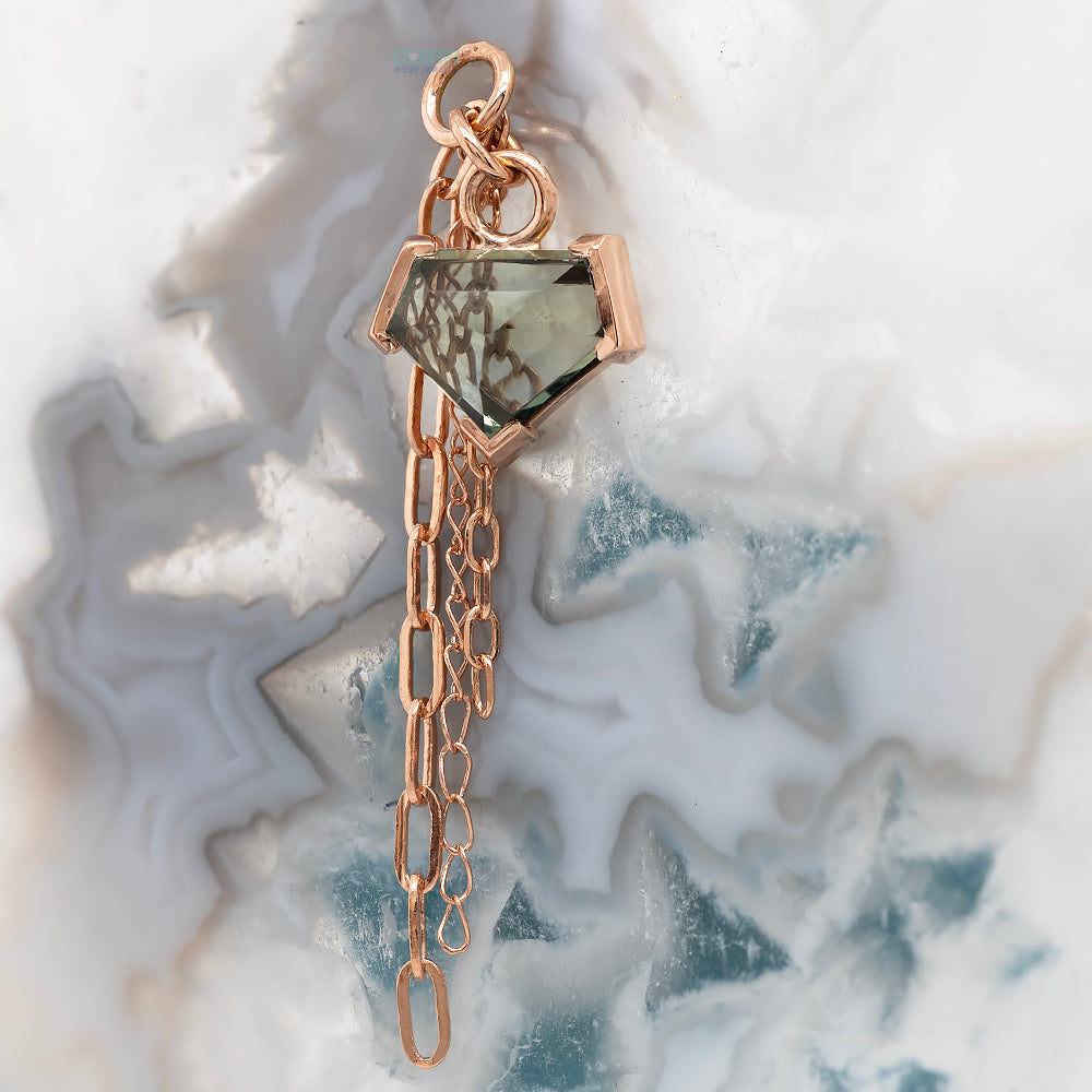 Geometric Cut Madagascar Sapphire Chain Charm in Gold - 7.4mm