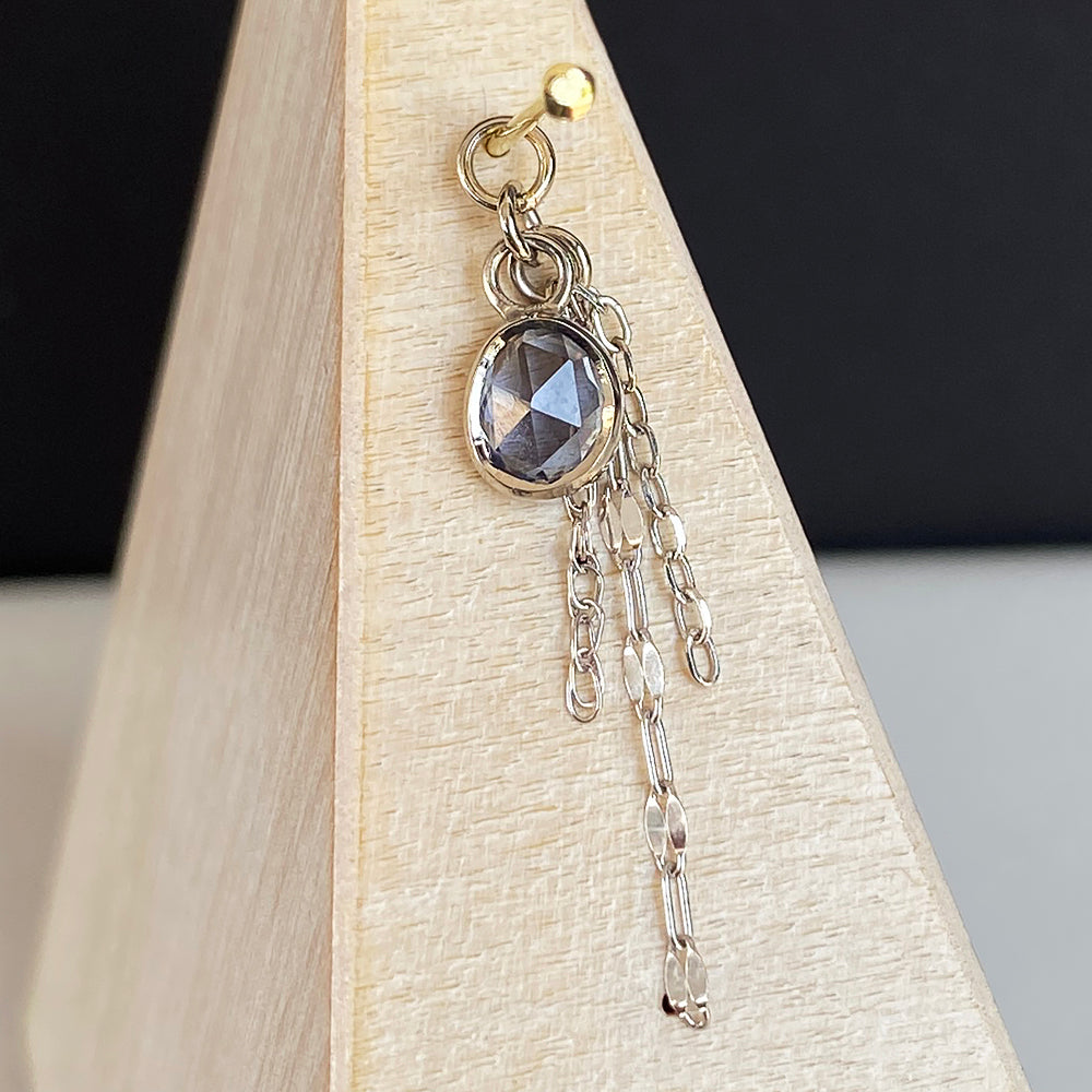Rose Cut Umba Sapphire Chain Charm in Gold - 5.4mm