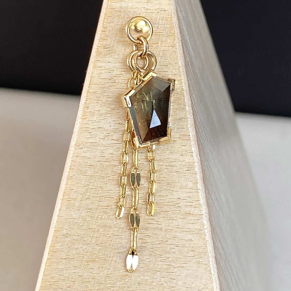 Geometric Cut Madagascar Sapphire Chain Charm in Gold - 8mm