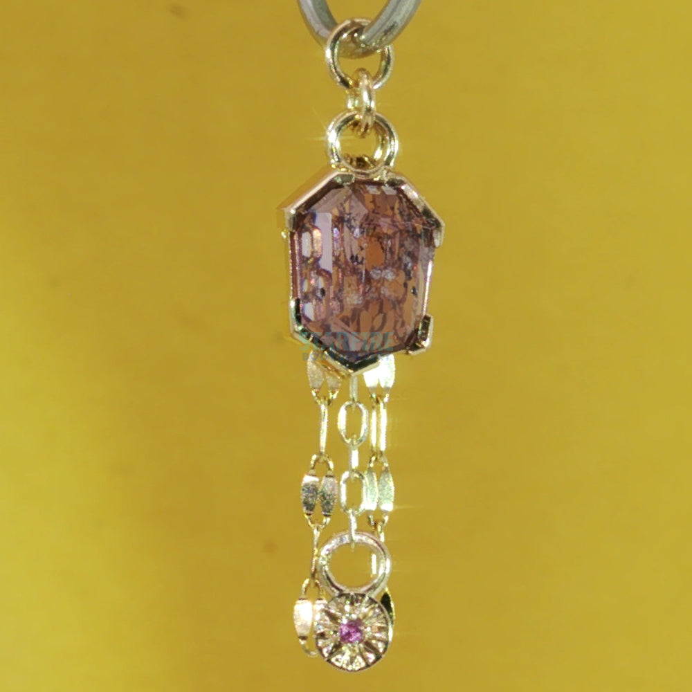 Geometric Cut Winza Sapphire Chain Charm with Dangle in Gold - 7.4mm