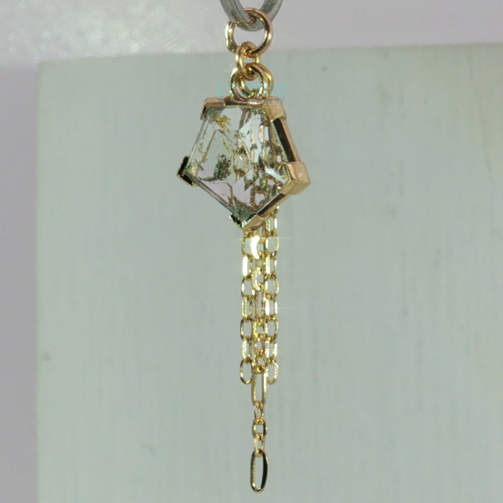 Tablet Cut Pedro Quartz Chain Charm in Gold - 8mm