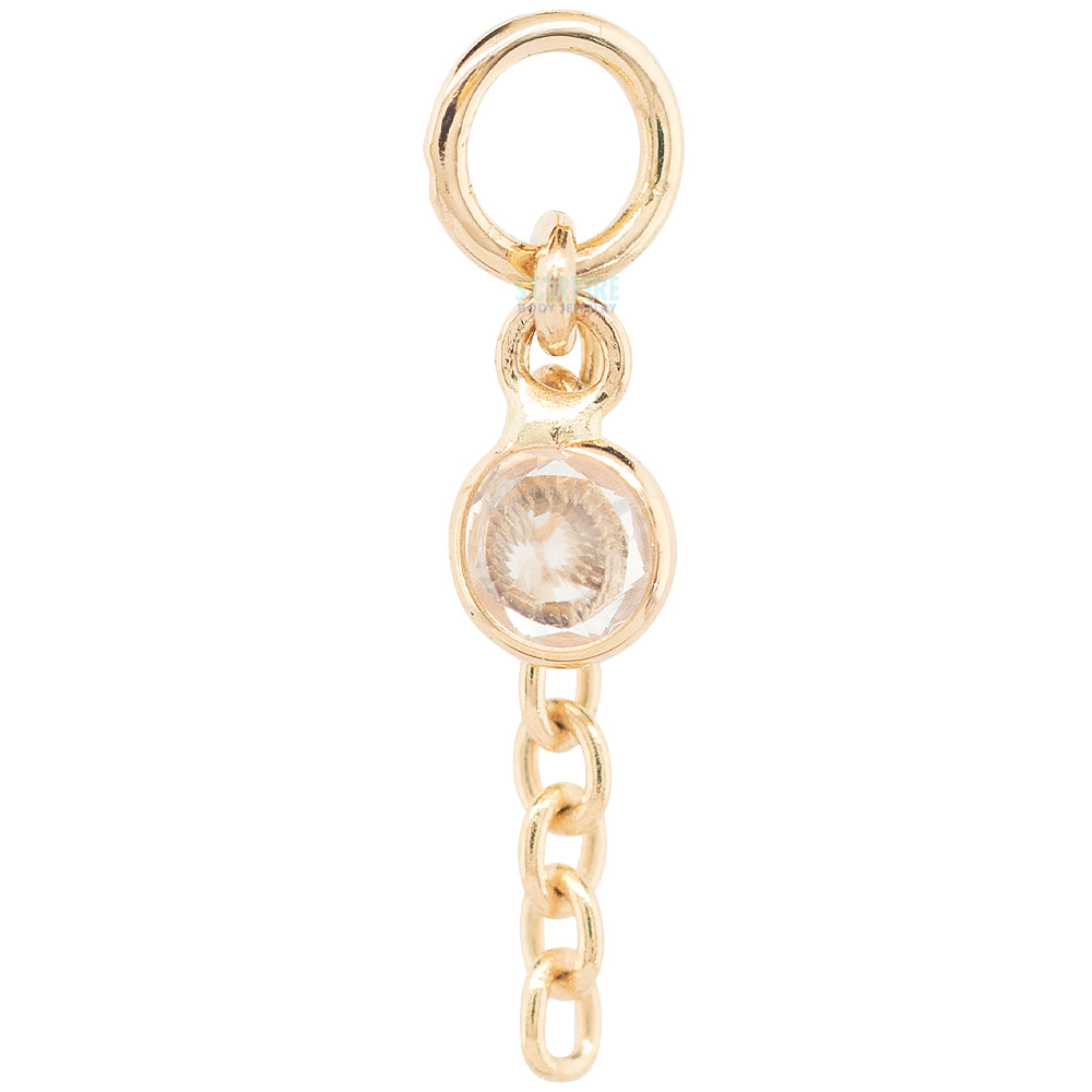 "Future, Past and Present" Chain Charm in Gold with Gemstone