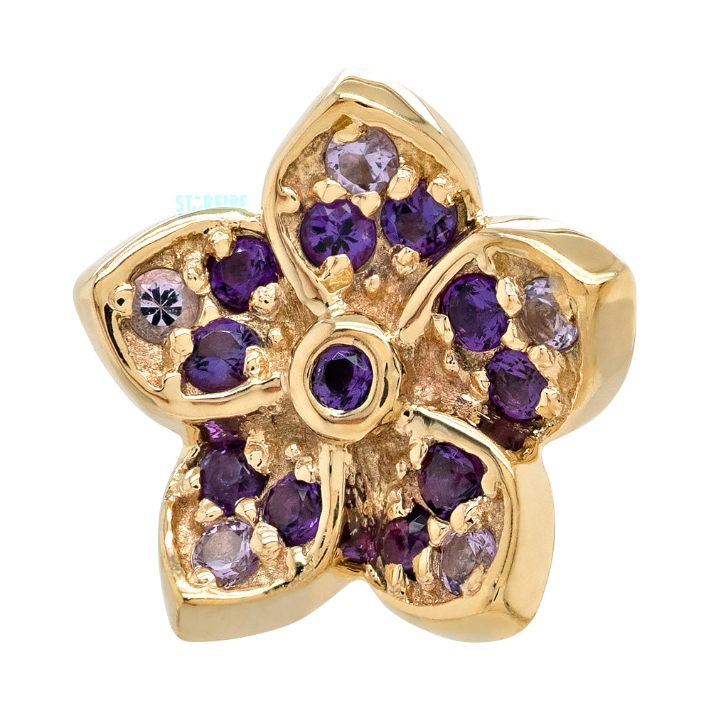 "Crystal" Threaded End in Gold & Platinum with Light Amethyst & Amethyst