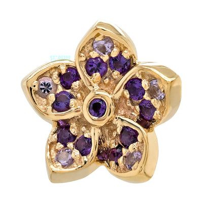 "Crystal" Threaded End in Gold & Platinum with Light Amethyst & Amethyst