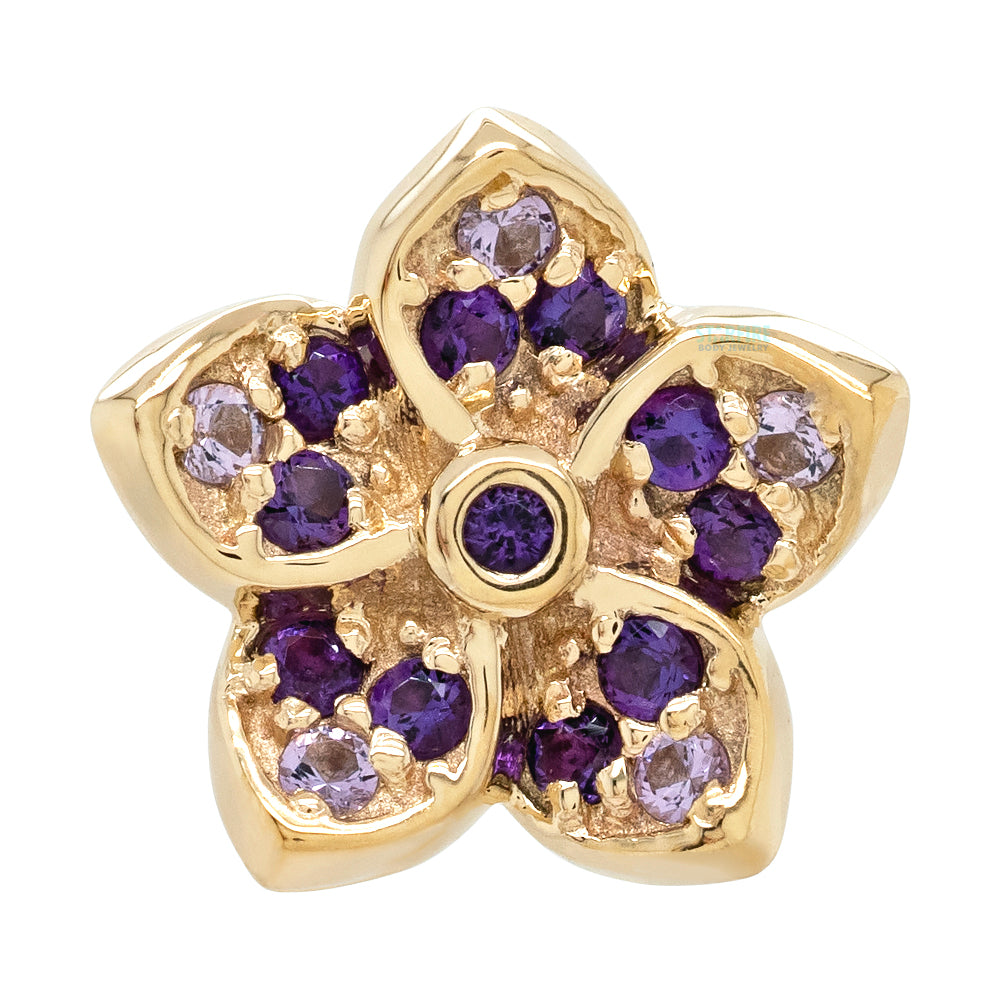 "Crystal" Threaded End in Gold & Platinum with Light Amethyst & Amethyst