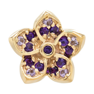 "Crystal" Threaded End in Gold & Platinum with Light Amethyst & Amethyst
