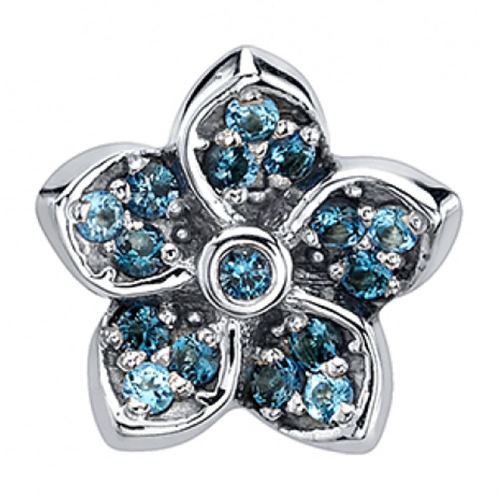 "Crystal" Threaded End in Gold & Platinum with Swiss Blue Topaz & London Blue Topaz