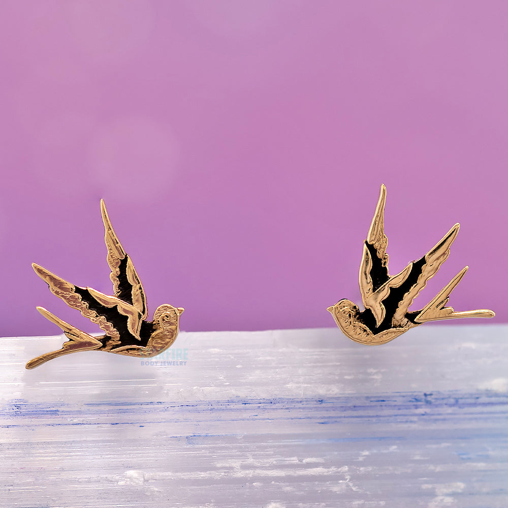 Swallow Threaded End in Gold