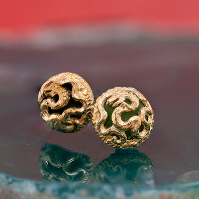threadless: "Dragon Ball" Natural Stone Cabochon End in Yellow Gold