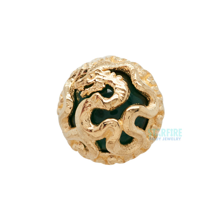 "Dragon Ball" Natural Stone Cabochon Threaded End in Gold