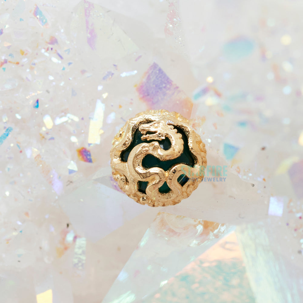 "Dragon Ball" Natural Stone Cabochon Threaded End in Gold