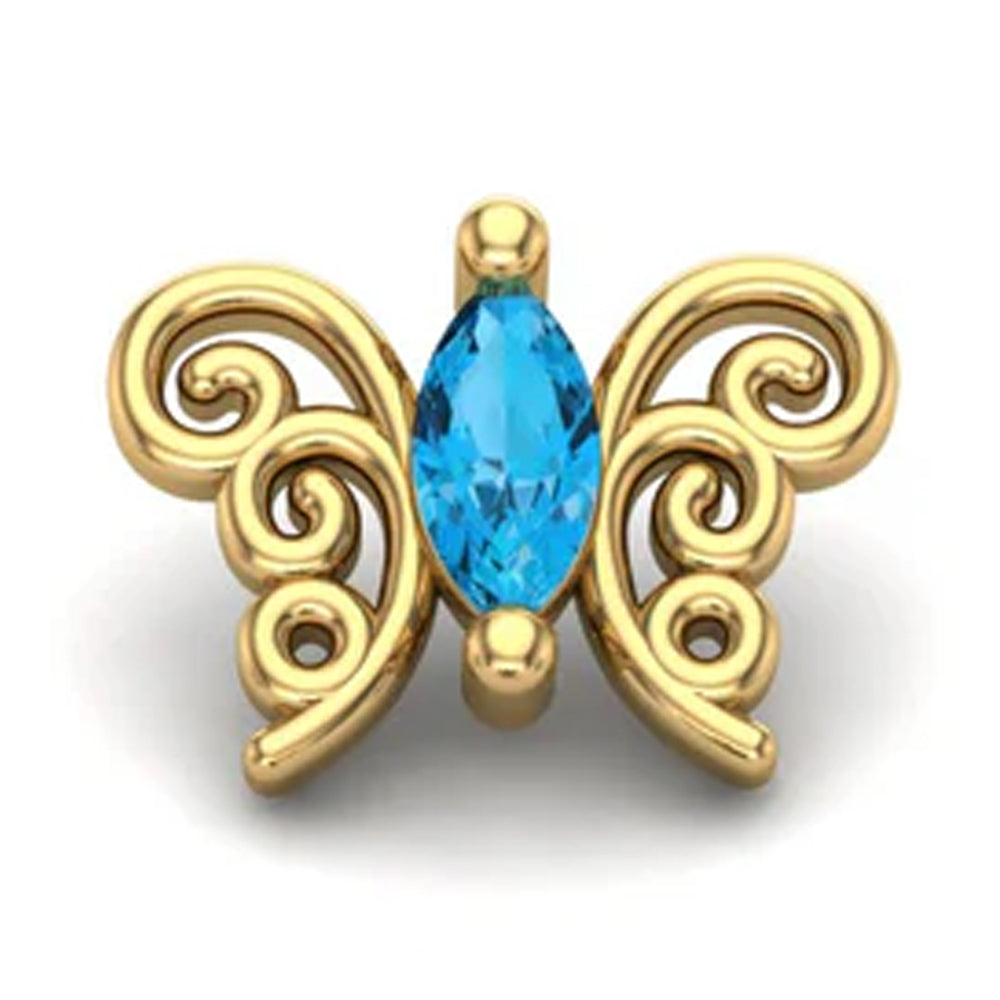 "Floaty" Butterfly Threaded End in Gold with CZ