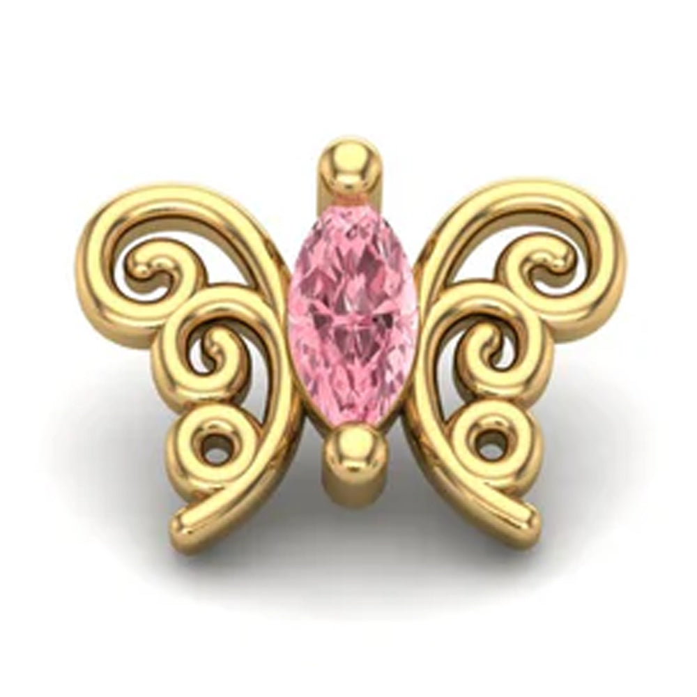 "Floaty" Butterfly Threaded End in Gold with CZ