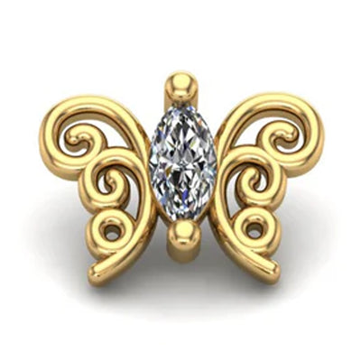 "Floaty" Butterfly Threaded End in Gold