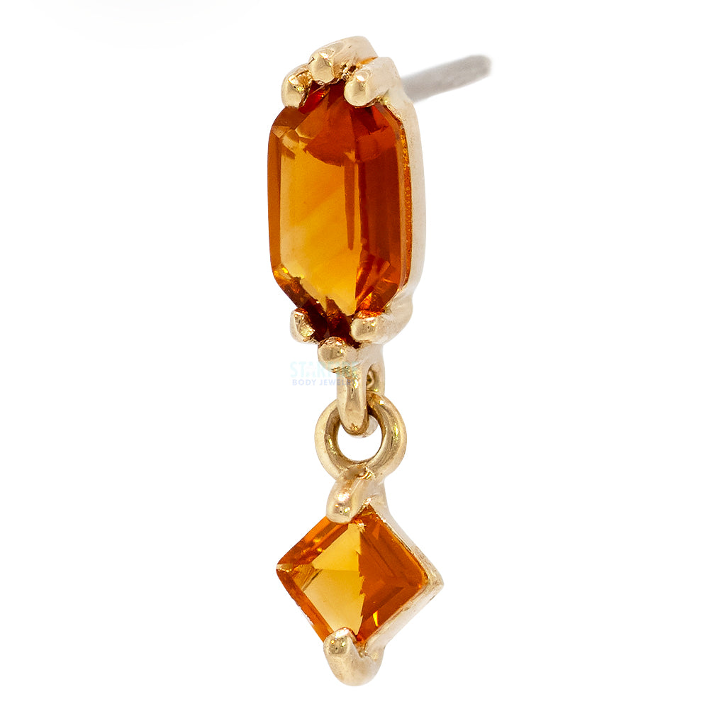 threadless: "Golden Hour" End with Dangle in Gold with Citrine