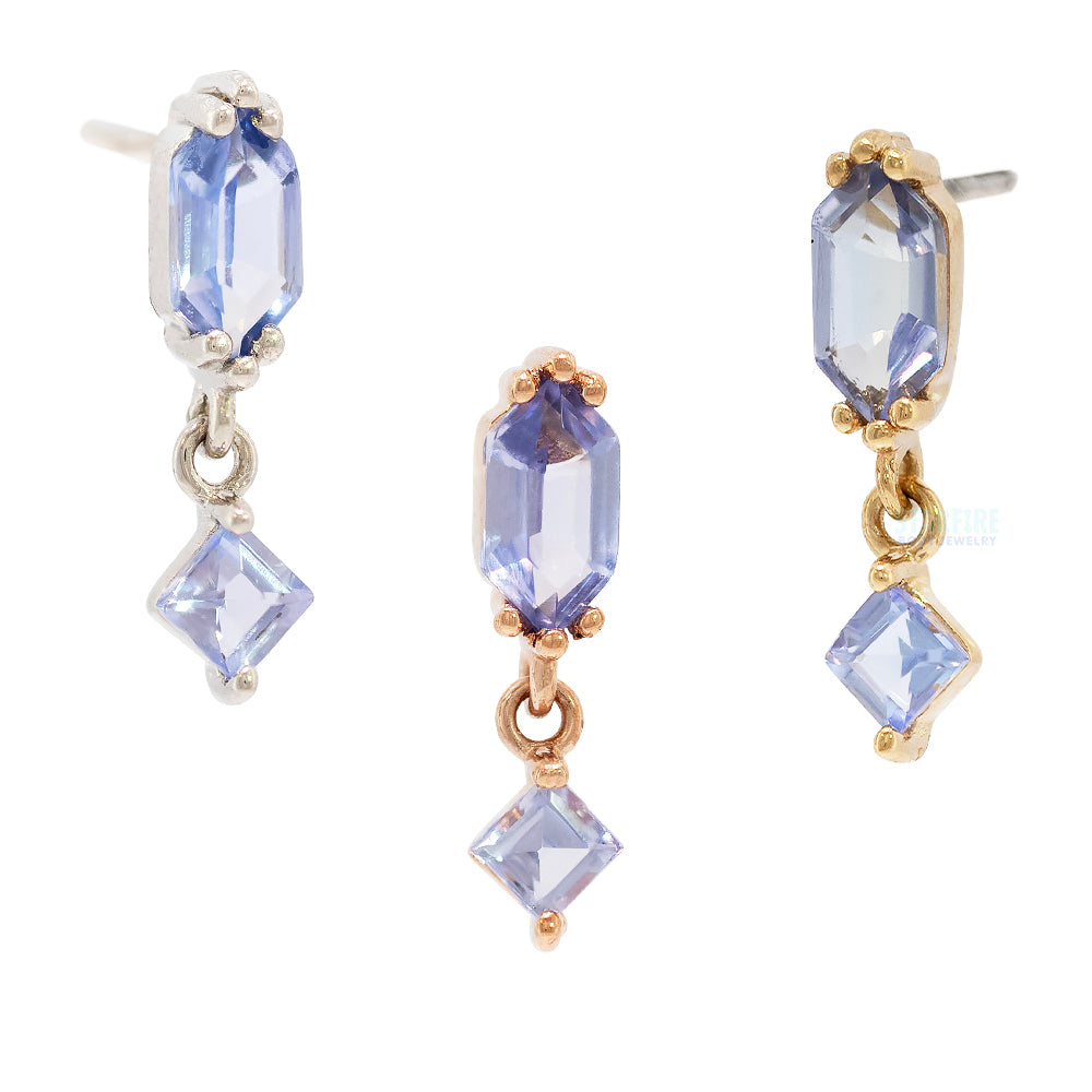 threadless: "Twilight Hour" End with Dangle in Gold with Tanzanite