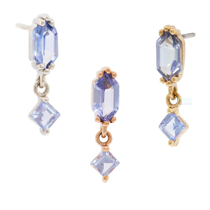 threadless: "Twilight Hour" End with Dangle in Gold with Tanzanite
