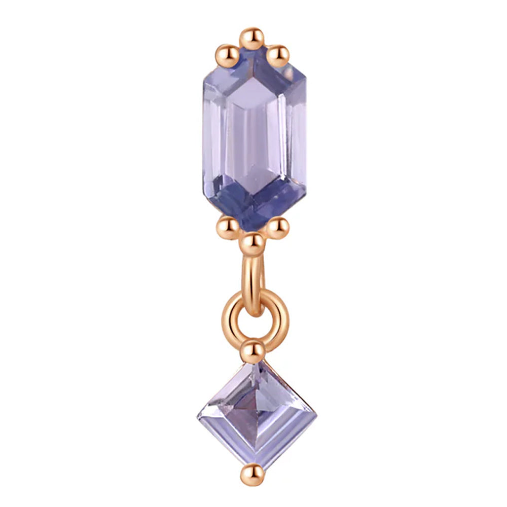 threadless: "Twilight Hour" End with Dangle in Gold with Tanzanite