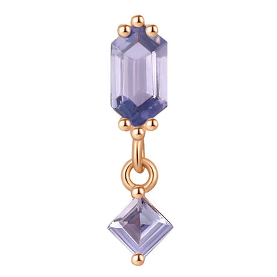 threadless: "Twilight Hour" End with Dangle in Gold with Tanzanite