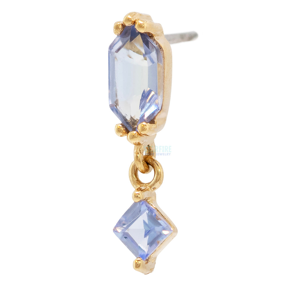threadless: "Twilight Hour" End with Dangle in Gold with Tanzanite