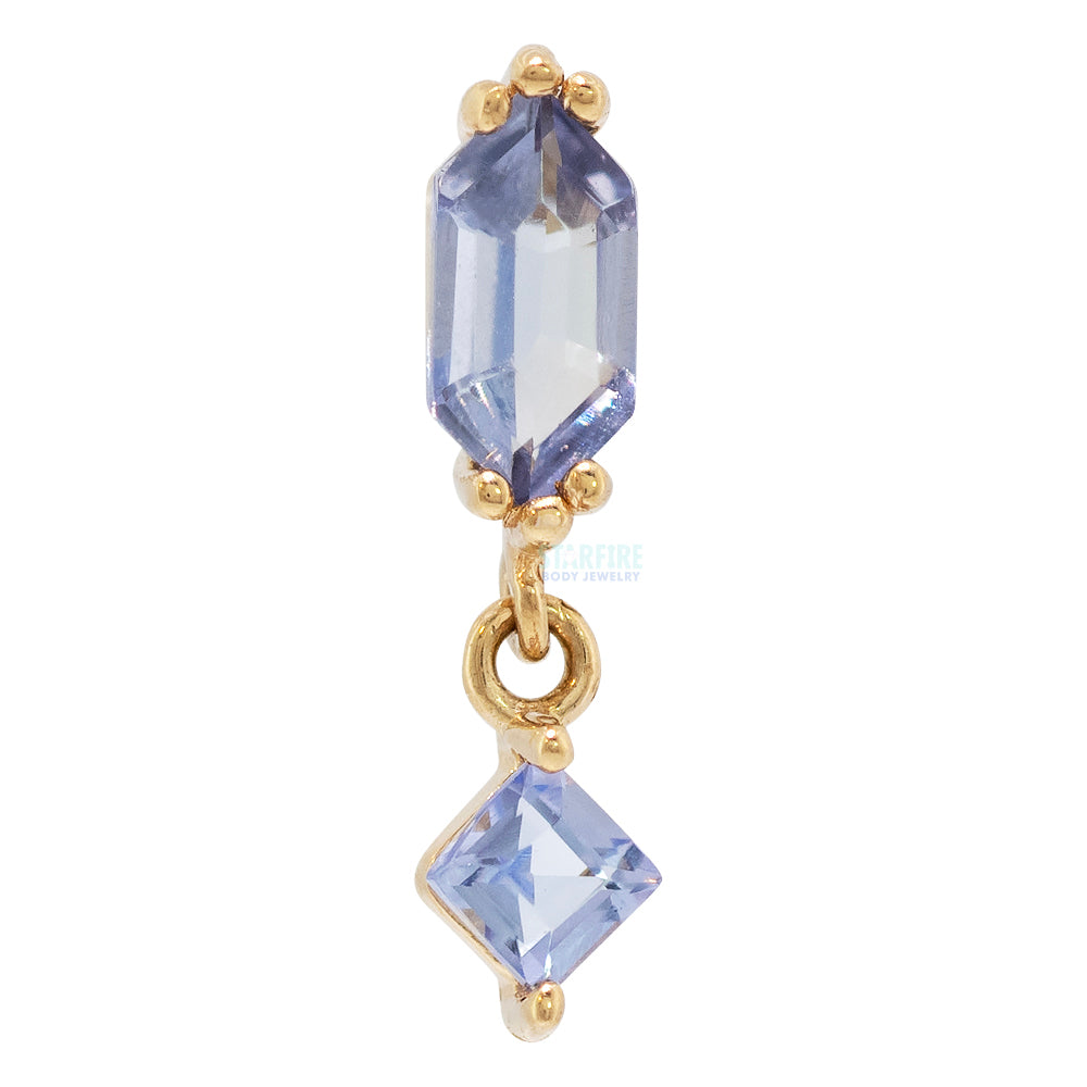 threadless: "Twilight Hour" End with Dangle in Gold with Tanzanite