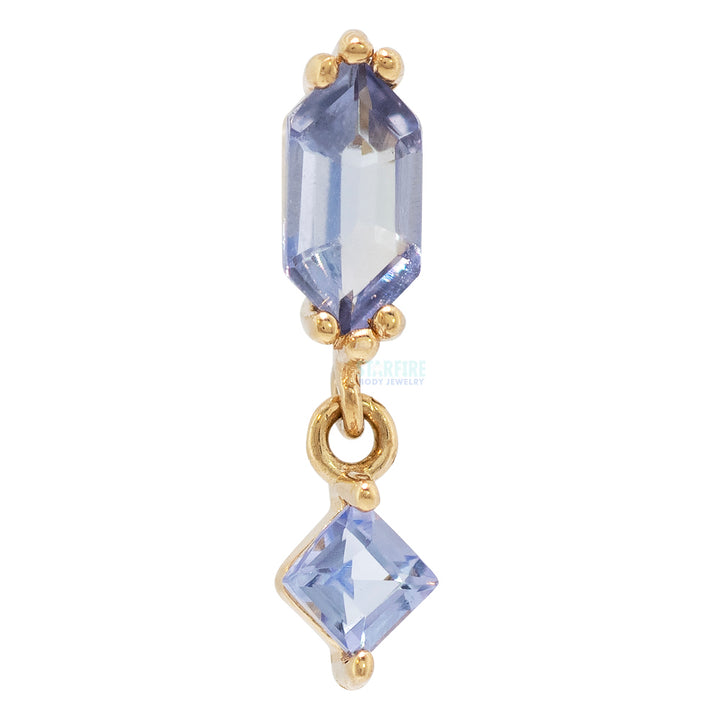 threadless: "Twilight Hour" End with Dangle in Gold with Tanzanite