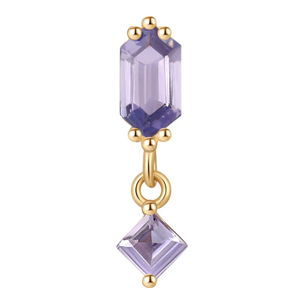 threadless: "Twilight Hour" End with Dangle in Gold with Tanzanite