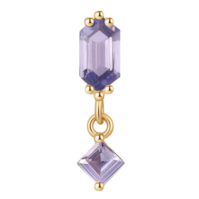 threadless: "Twilight Hour" End with Dangle in Gold with Tanzanite