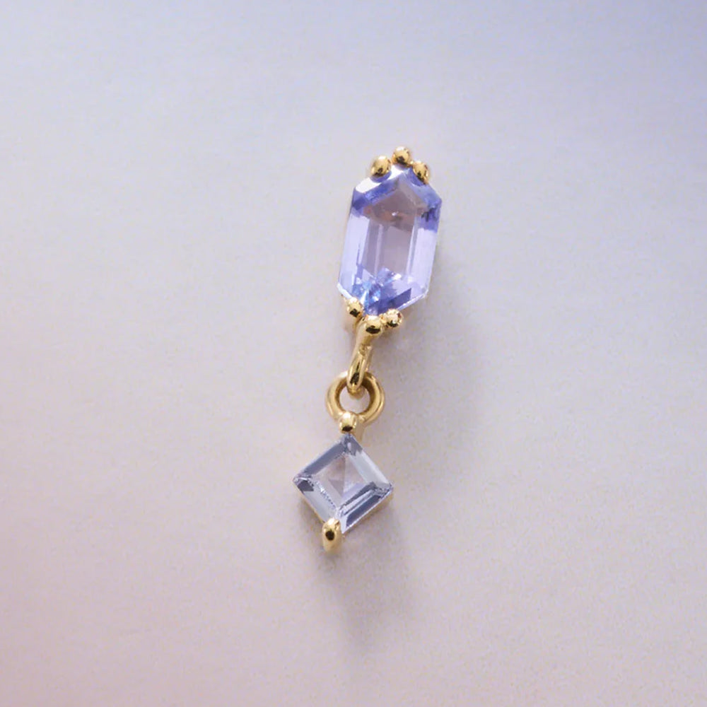 threadless: "Twilight Hour" End with Dangle in Gold with Tanzanite