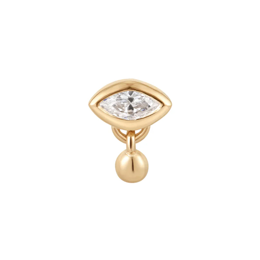 threadless: "Eye Candy" End with Dangle in Gold with White CZ