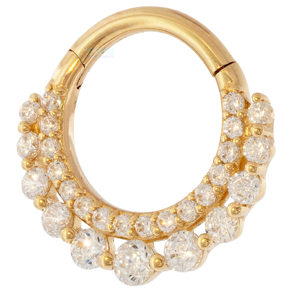 "Gl'amor" Hinge Ring / Clicker in Gold with CZ's