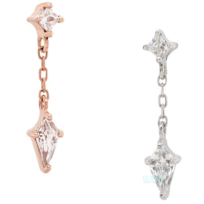 threadless: "Alúm" End with Dangle in Gold with CZ's