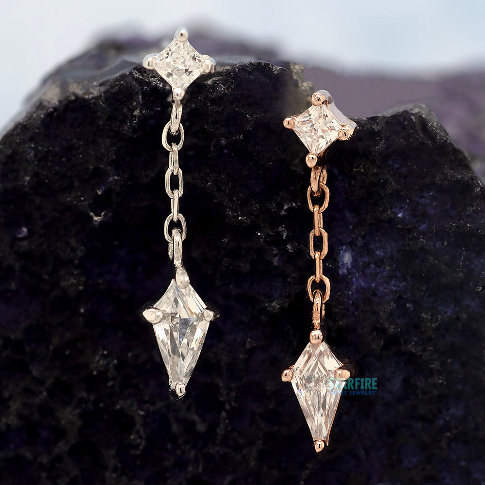 threadless: "Alúm" End with Dangle in Gold with CZ's