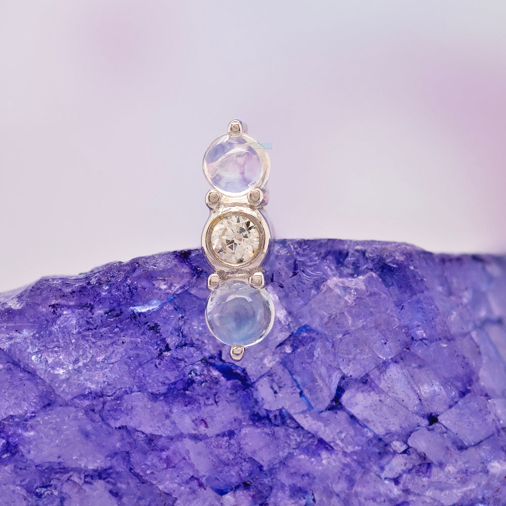 threadless: "Revel" End in Gold with Rainbow Moonstone & White CZ