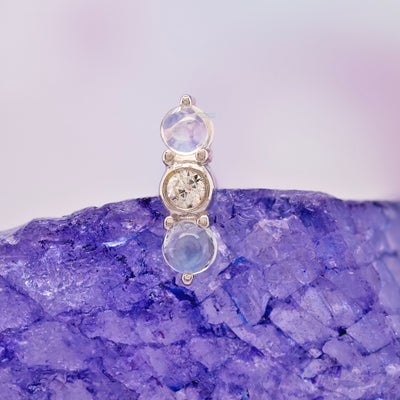 threadless: "Revel" End in Gold with Rainbow Moonstone & White CZ