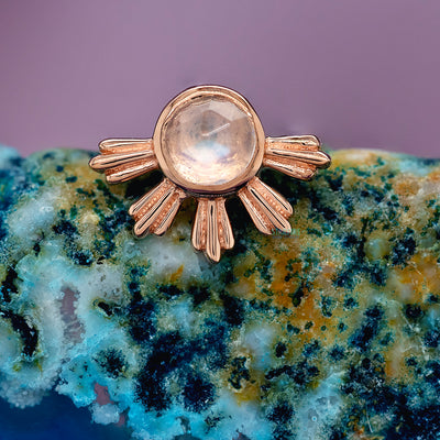 threadless: "Eclipse" End in Gold with Rose Cut Rainbow Moonstone