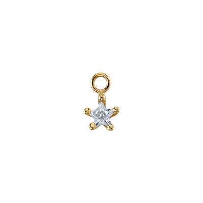 Star Point Prong Charm in Gold with CZ