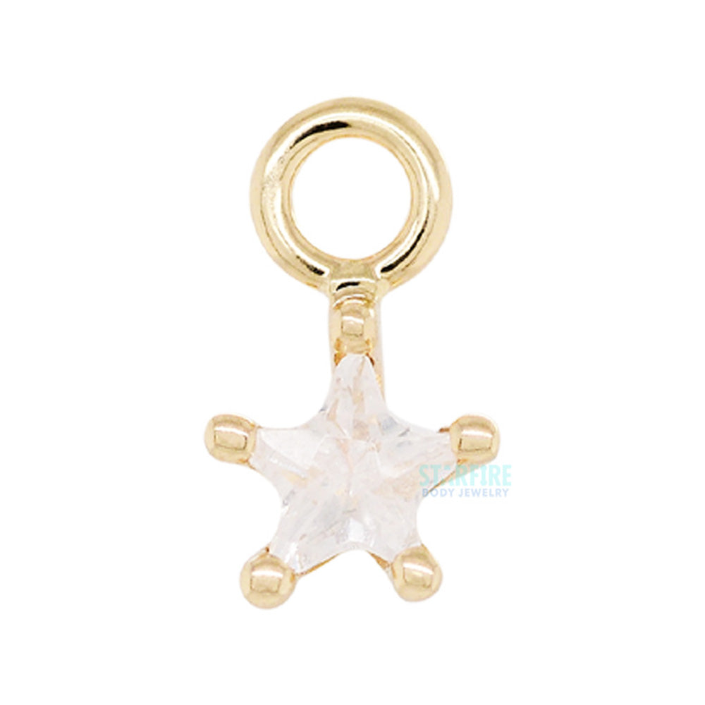 Star Point Prong Charm in Gold with White CZ
