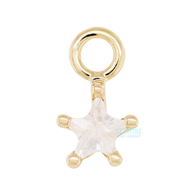 Star Point Prong Charm in Gold with White CZ