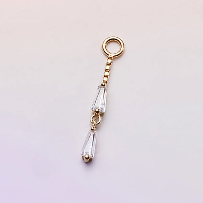 "Double Trouble" Chain Charm in Gold with White CZ's