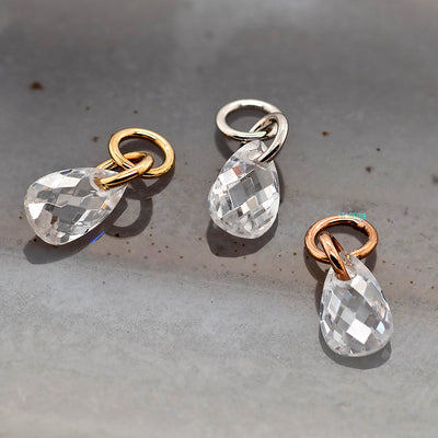 "Linger" Charm in Gold with White CZ