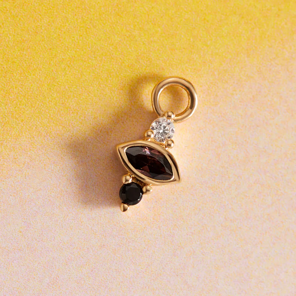 "Jyn" Charm in Gold with Black CZ, Coffee CZ & White CZ