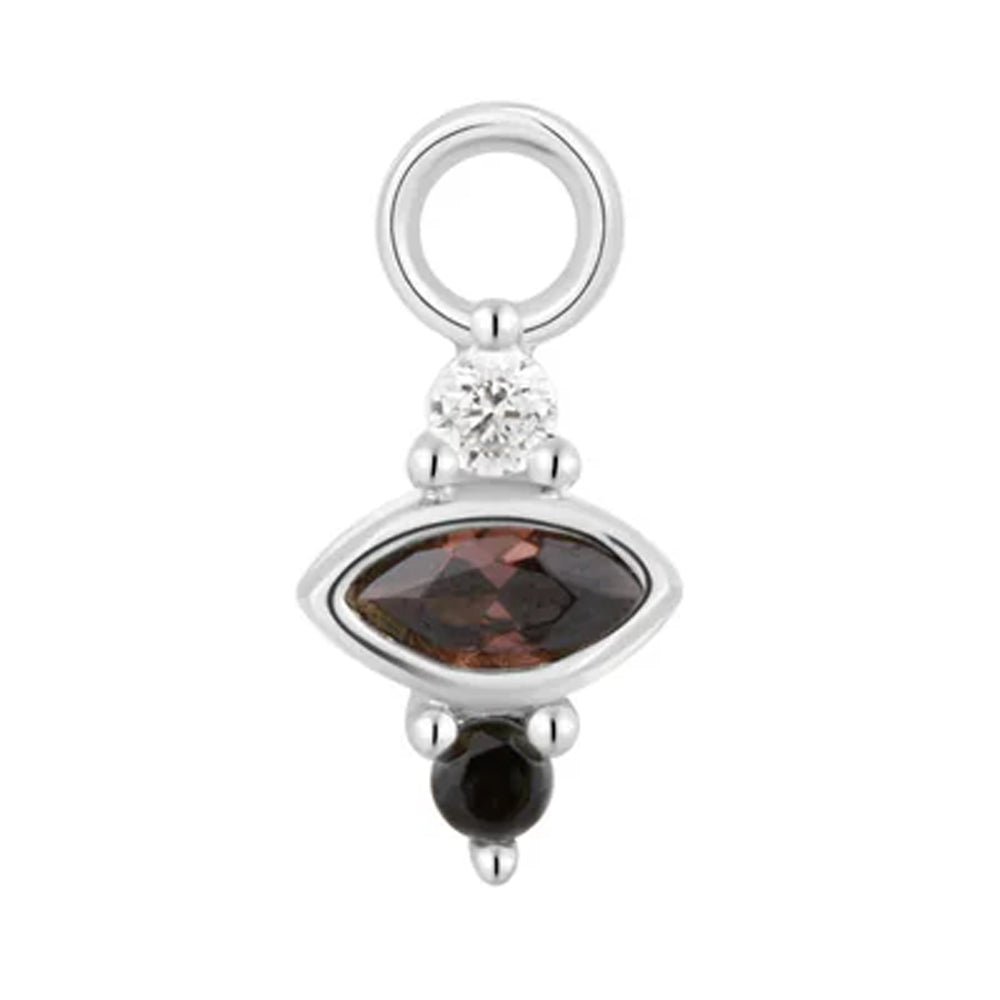 "Jyn" Charm in Gold with Black CZ, Coffee CZ & White CZ