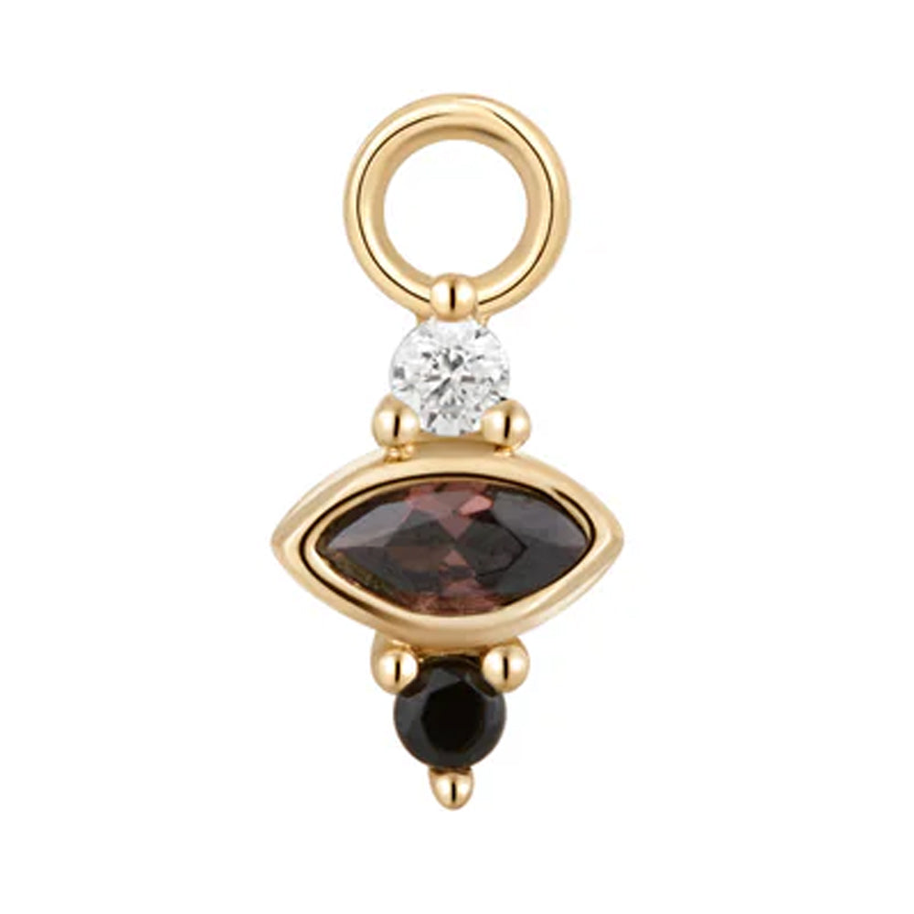 "Jyn" Charm in Gold with Black CZ, Coffee CZ & White CZ