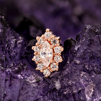 threadless: "Marquise Halo" End in Gold with White CZ's