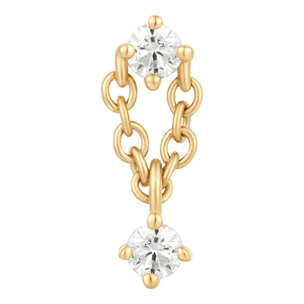threadless: "Linked Up" End with Chain in Gold with White CZ's