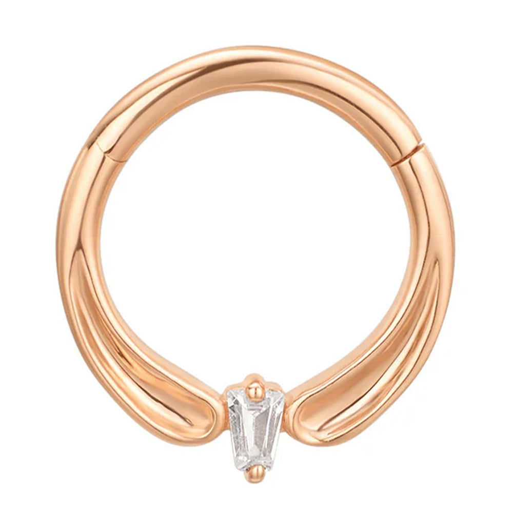 "Honeymoon" Hinge Ring / Clicker in Gold with White CZ