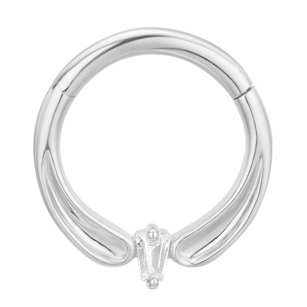 "Honeymoon" Hinge Ring / Clicker in Gold with White CZ