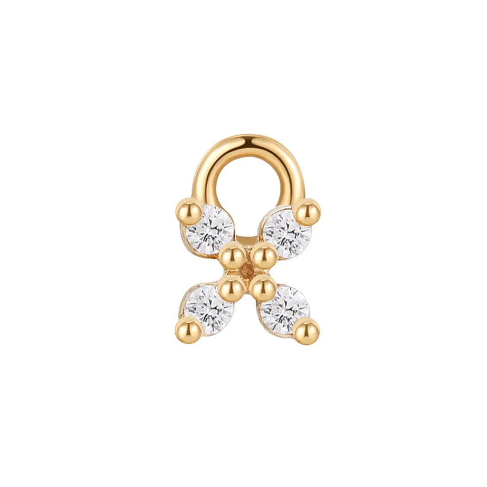 "Crux" Charm in Gold with White CZ's