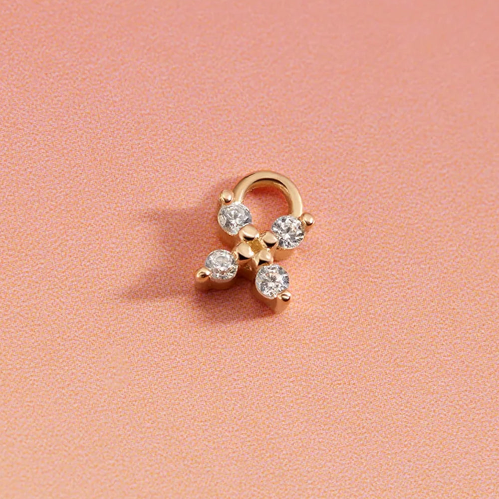 "Crux" Charm in Gold with White CZ's